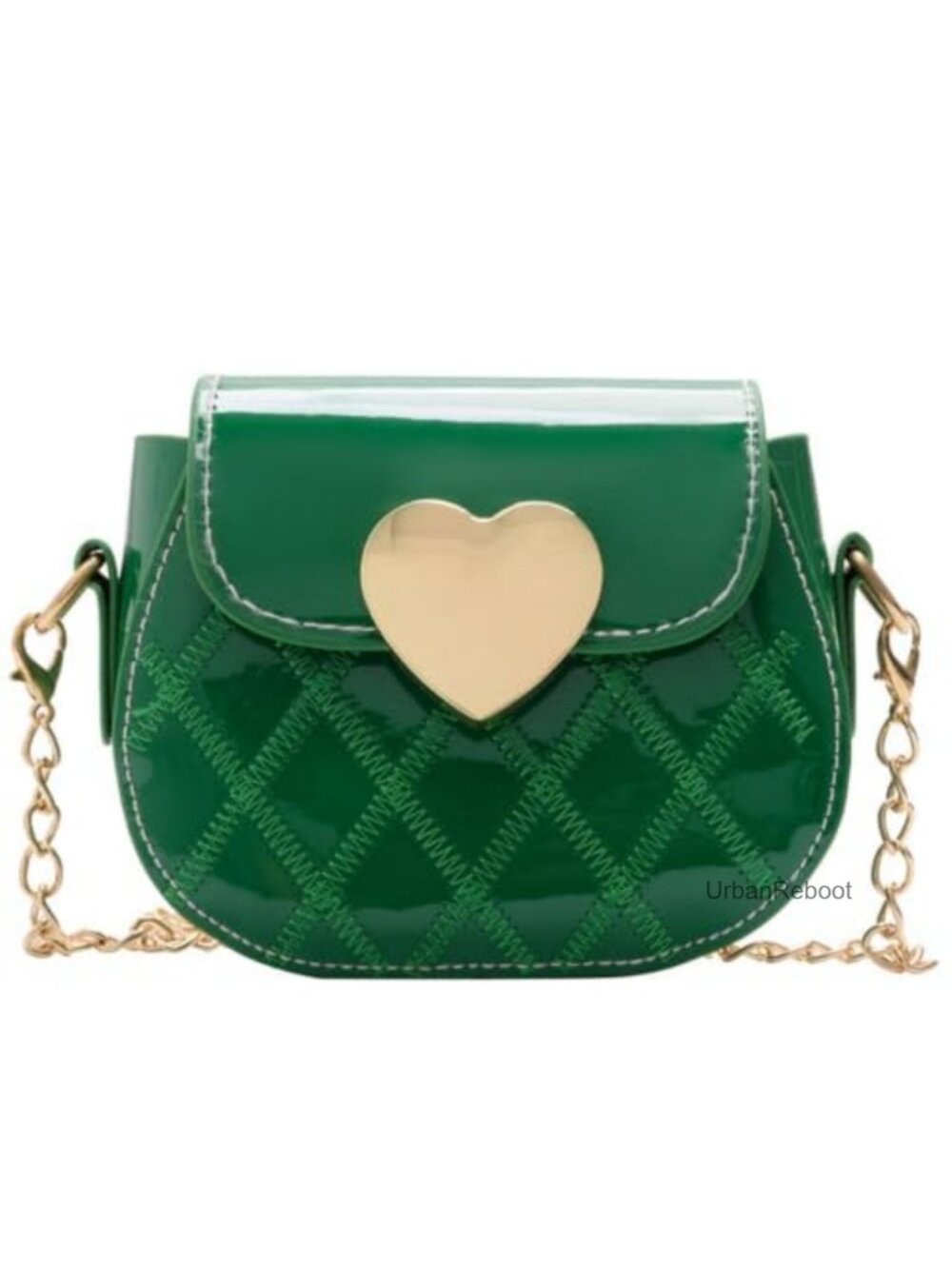 Heart Crossbody Bag PU Patent Leather Chain Strap Mini Purse